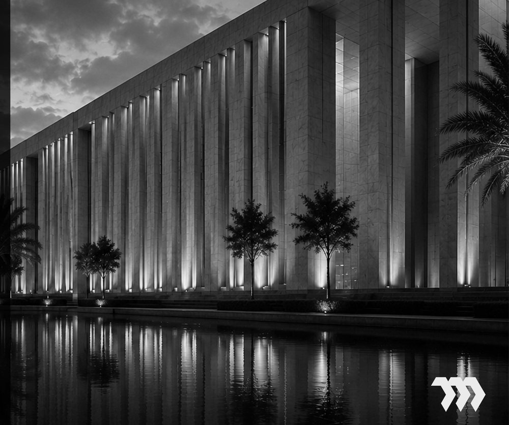 Modern architectural landmark facade in Libya